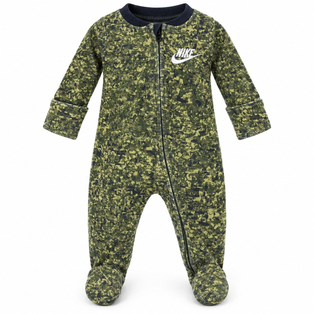 Nike Newborn Green Camo Footed Sleeper Full Zip Cotton Baby Coverall